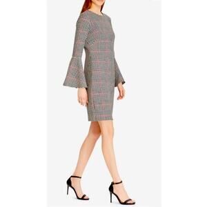 Laruen Ralph Lauren Classic Houndstooth Bell Sleeve Sheath Dress, Size 16, EUC